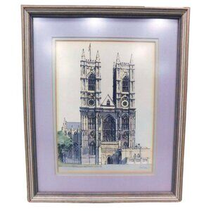 Paul Bisson "Westminster Abbey" Silk Screen Matted and Framed, Artist Signed
